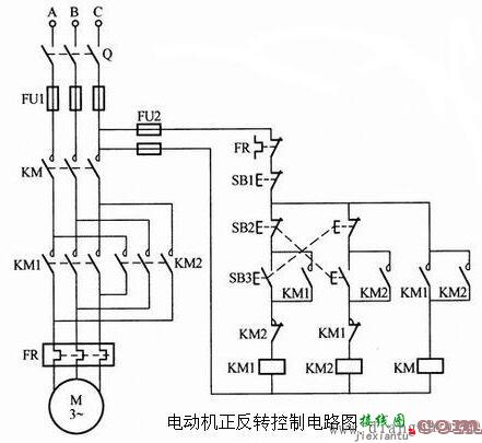 三个接触器互锁电动机正反转控制电路原理图解  第1张