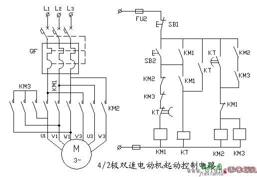 4/2极双速电动机起动电路原理图解  第1张