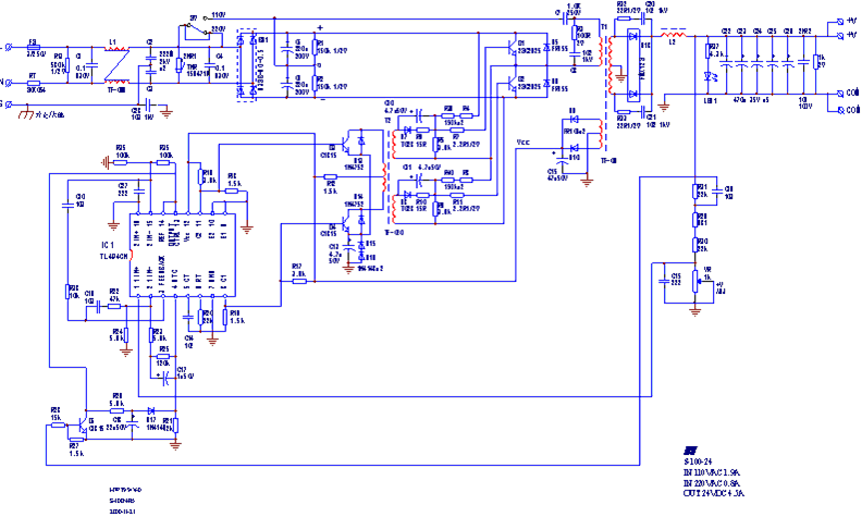 TL949变频器100W开关电源的电路图  第1张