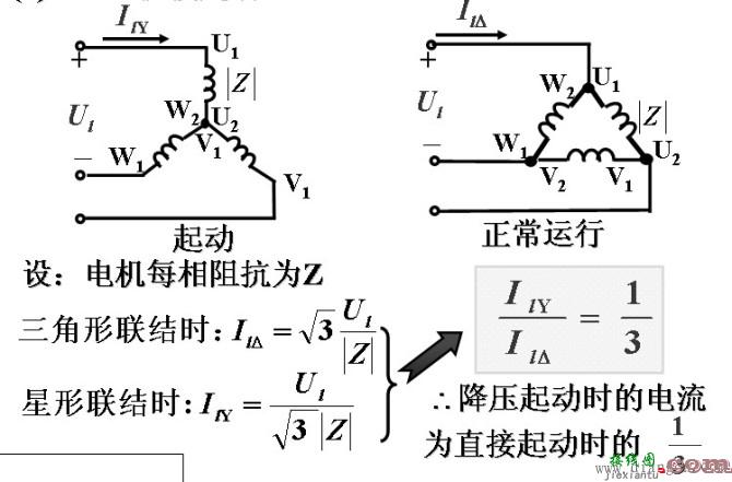 电动机Y-△起动_电动机星三角启动接线图_电动机星三角启动电路图_星三角降压启动原理  第2张