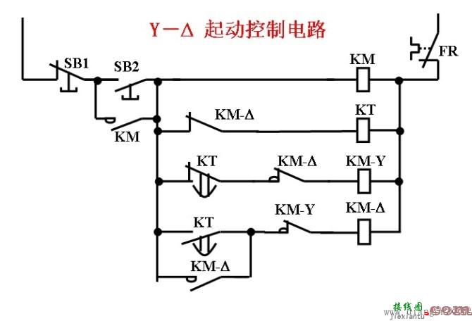 电动机Y-△起动_电动机星三角启动接线图_电动机星三角启动电路图_星三角降压启动原理  第4张