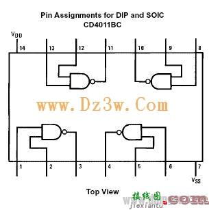 常用与非门CD4011引脚图,参数及应用电路  第1张