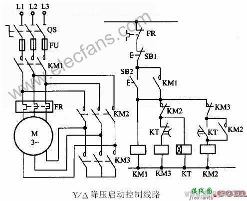 电机星三角启动电路图  第1张