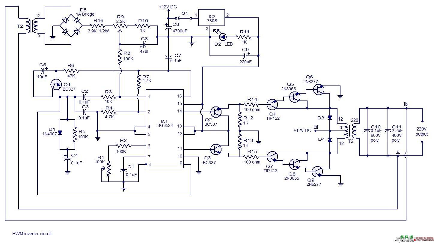 PWM逆变器电路图工作原理  第2张
