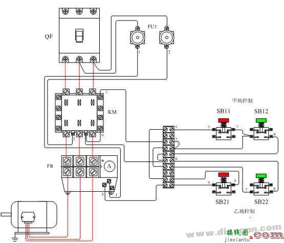 电动机两地控制电路原理  第2张