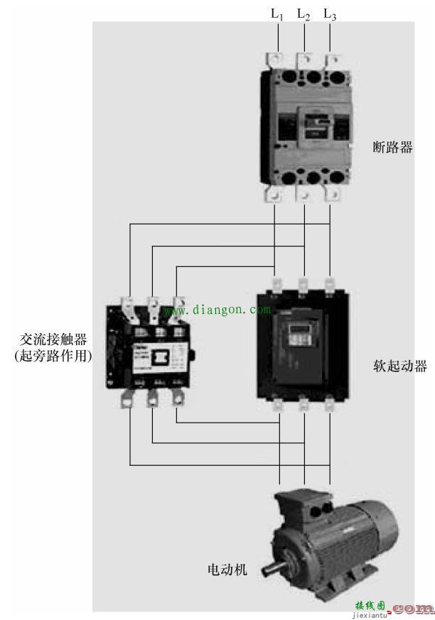 三相异步电动机软起动器减压起动线路图和接线图原理图解  第1张