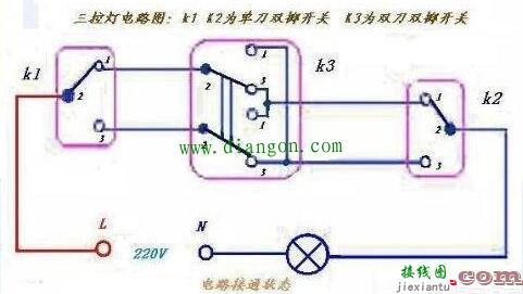 什么是三控开关?什么是三开双控?三开单控和三开双控实物接线图  第2张