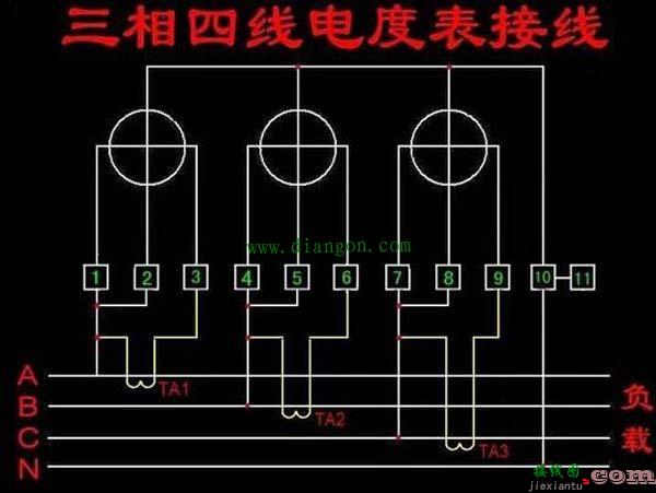 三相四线电表接线图/接线方法图解  第9张