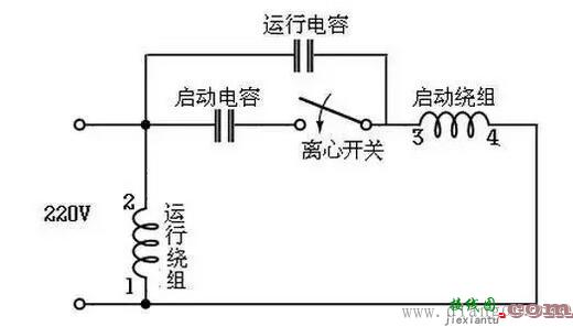 220V交流单相电机启动方式和接线图  第3张