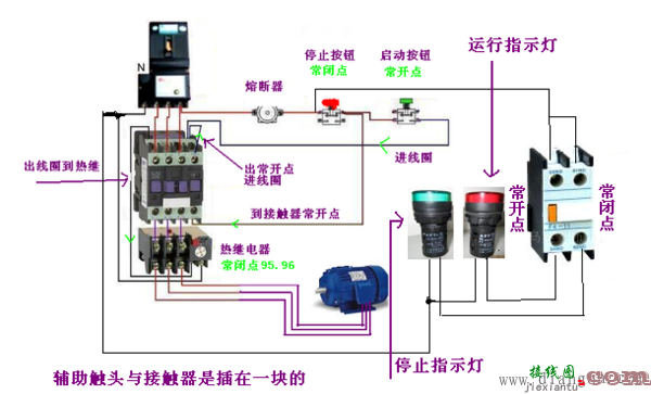 交流接触器热继电器接线图带指示灯实物图  第1张