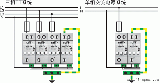 浪涌保护器接线图安装方法及注意事项  第1张