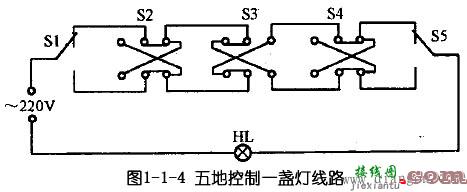 两地控制一盏灯_三地控制一盏灯_四地控制一盏灯_五地控制一盏灯接线图  第4张