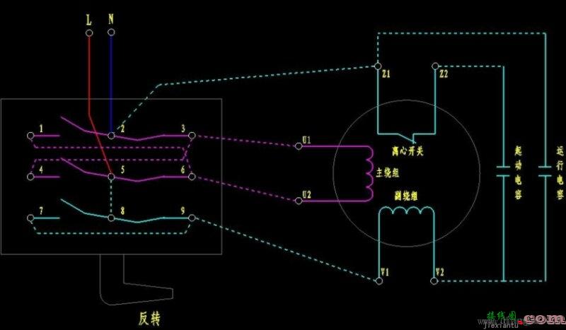 单相电机接线_ 单相电机正反转接线图_单相电机电容接线图_单相电机倒顺开关接线图  第1张