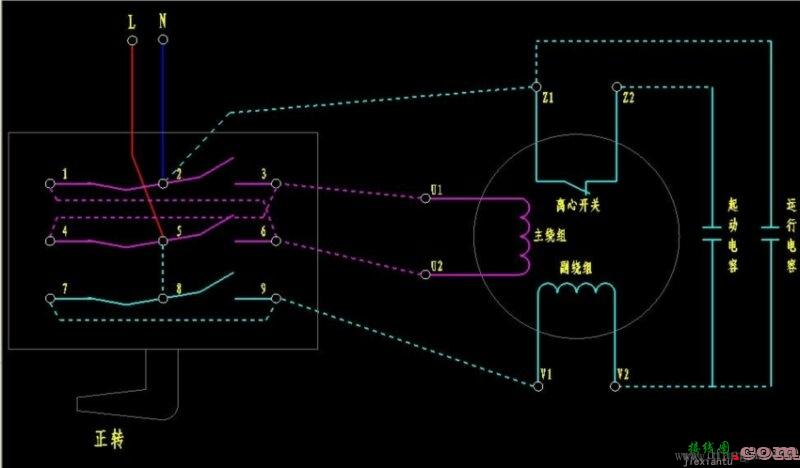 单相电机接线_ 单相电机正反转接线图_单相电机电容接线图_单相电机倒顺开关接线图  第2张