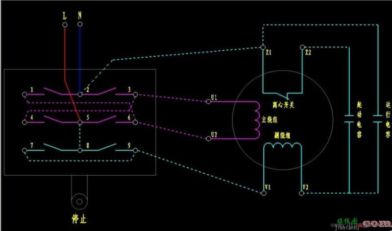 单相电机接线_ 单相电机正反转接线图_单相电机电容接线图_单相电机倒顺开关接线图  第3张