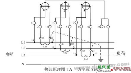 三相电度表经电流互感器接线原理图  第1张