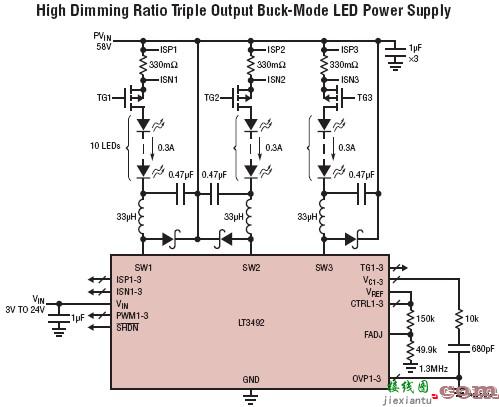 采用LT3492的LED调光电路  第1张