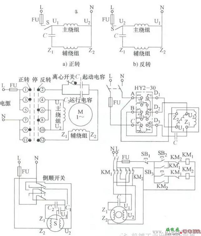 电容电动机改正反转控制线路图解  第2张