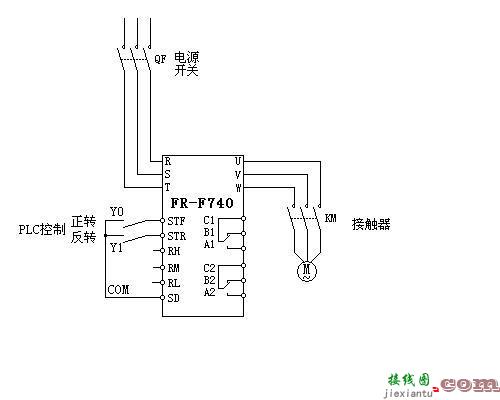 变频器控制电机接线图，plc连接变频器控制电机接线图  第5张