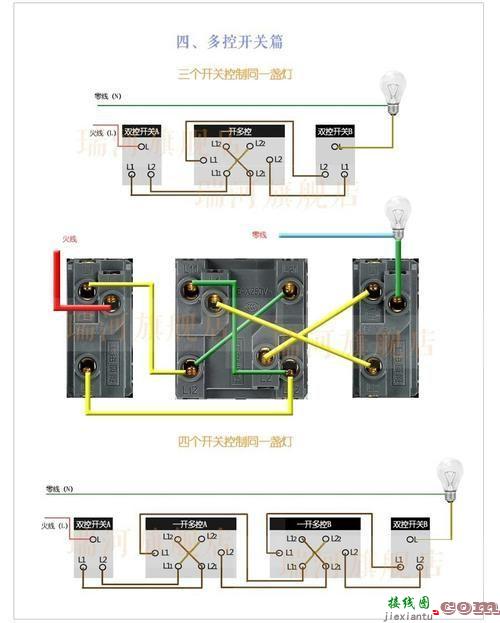 三联开关实物接线图，三联开关实物接线图片  第1张