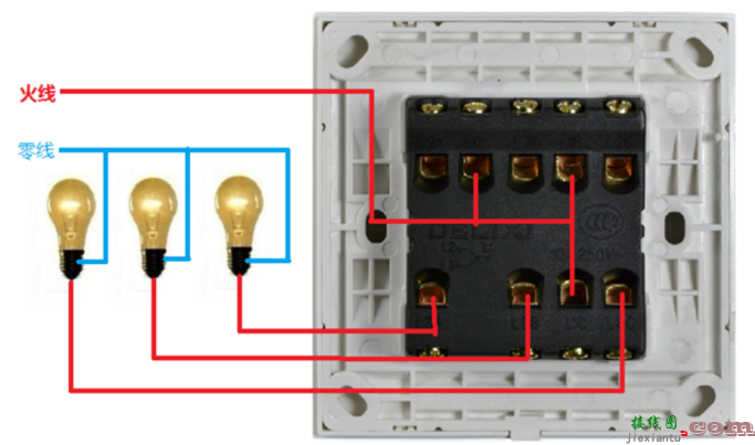 三联开关实物接线图，三联开关实物接线图片  第5张