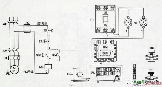 自锁电路图，自锁电路图实物接线图  第5张