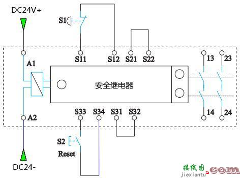 安全继电器接线图，安全继电器接线图说明  第1张