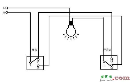 电灯开关接线图，开关和电灯电线接法图  第1张