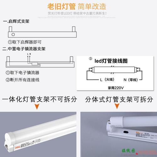 led灯管安装图解，荧光灯管改led灯管安装图解  第1张