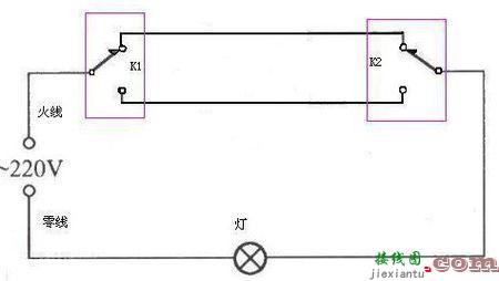 双开关控制一个灯电路图，双开关控制一个灯电路图原理  第5张