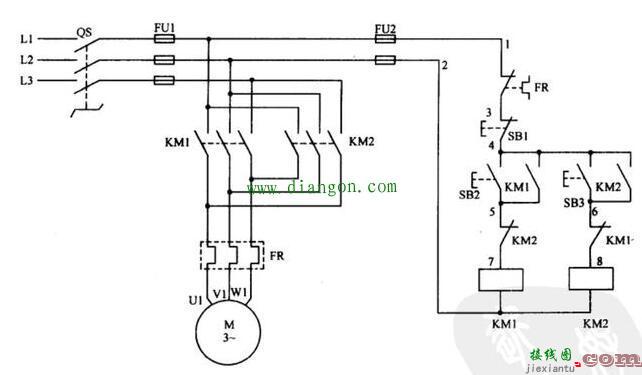 三相异步电动机正反转控制电路图，cad三相异步电动机正反转控制电路图  第3张