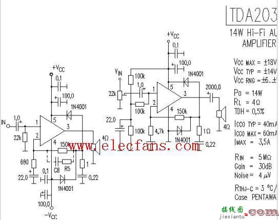 tda2003功放电路图，tda2003功放电路图简单讲解  第1张