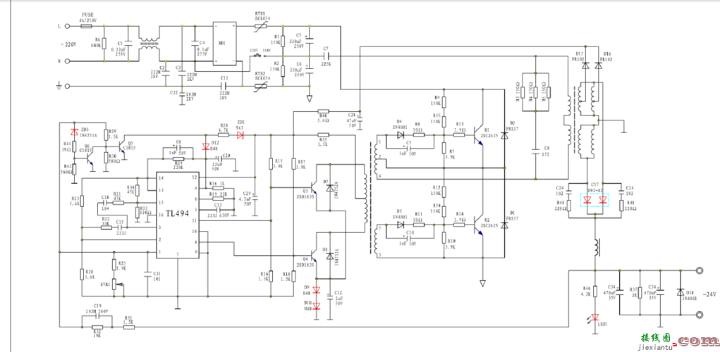 tl494cn开关电源电路图，tl494cn开关电源电路图分析  第3张