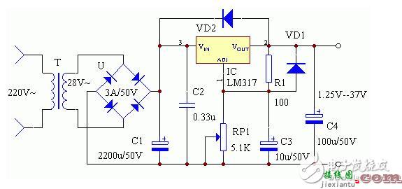 lm317t可调稳压电源，lm317t可调稳压电源电路图及原理  第1张