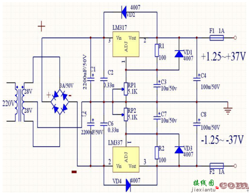 lm317稳压电路，lm317稳压电路图  第1张