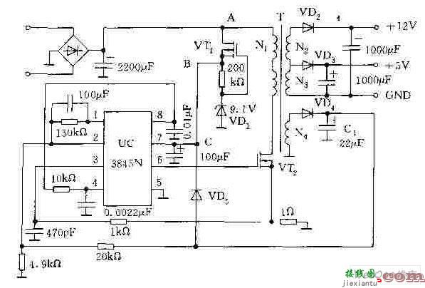开关电源工作原理，开关电源电路图3842  第7张