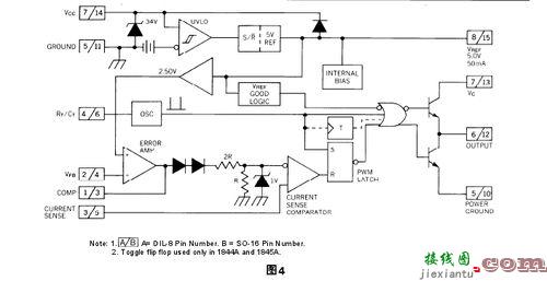 3842开关电源电路图，uc3845各引脚的电压  第5张