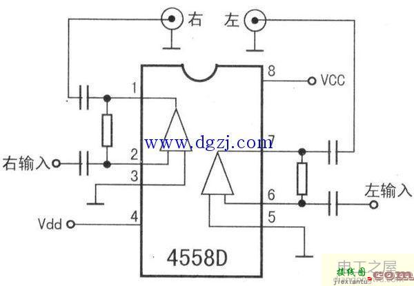 4558d前置放大电路图，4558d前置放大器电路图  第1张