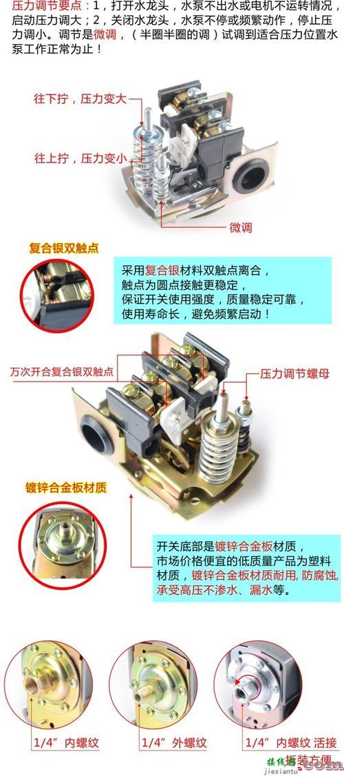 压力罐接水泵方法图-220v压力开关接线图  第1张