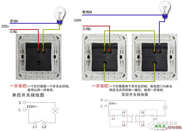 正泰一开多控中途开关-正泰单控开关接线图  第23张