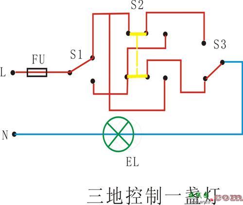 三开关控制一灯电路图-一个灯三个开关接线图  第10张