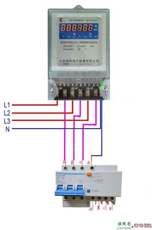 dts825三相电表接线图-三相电怎么接出220v图  第9张