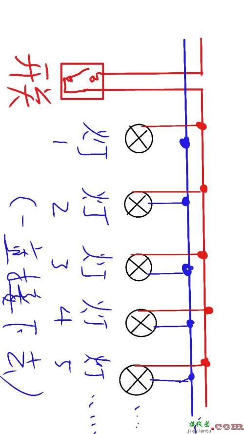 一灯双控开关电路图-3个开关控制1灯接线图  第3张