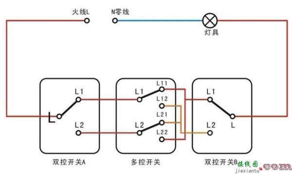 一开五孔双控开关接线图-正泰单控开关接线图  第12张