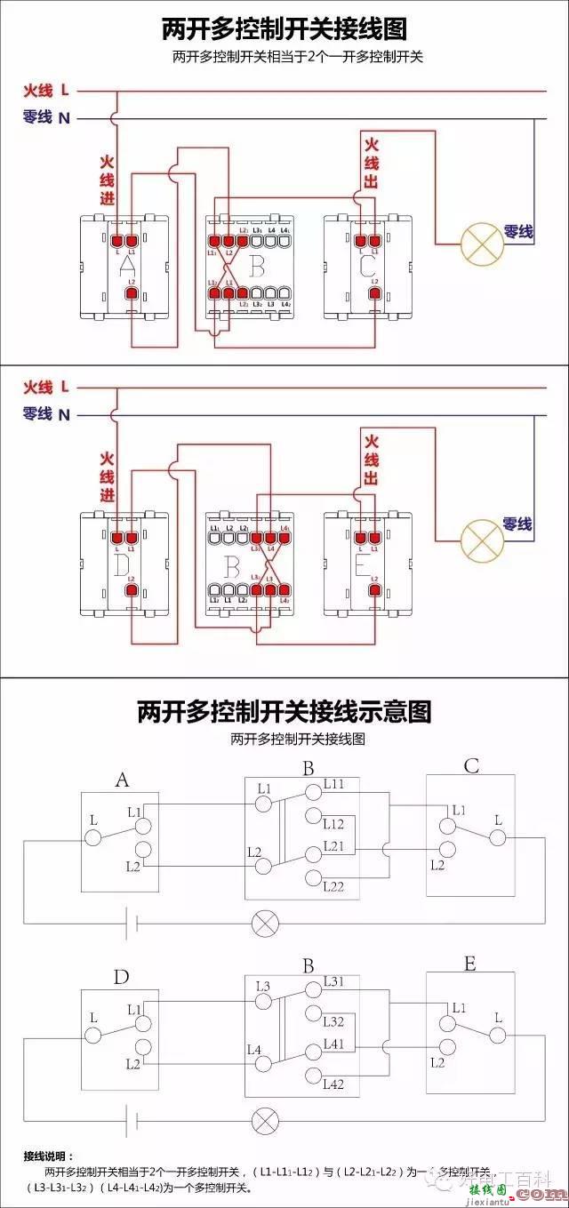 三开单控怎么接线图示-三开单控开关接线图解  第3张