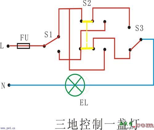 三开关控制一盏灯线图-三个开关控制一个灯接线图  第8张