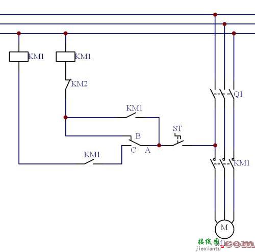 电机自锁控制电路图-接触器自锁带灯接线图  第9张