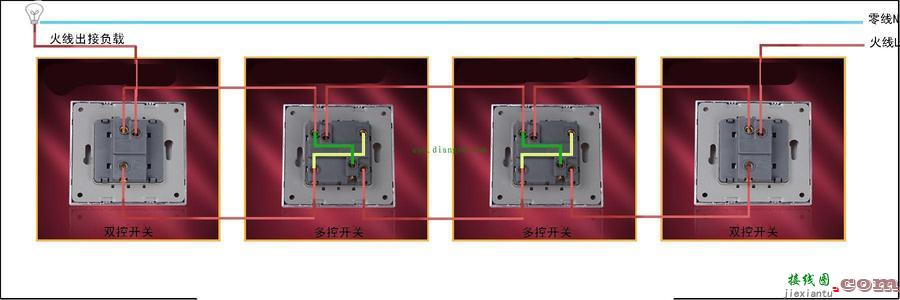 一灯三控开关接线图解-一灯三控开关接线实图  第3张