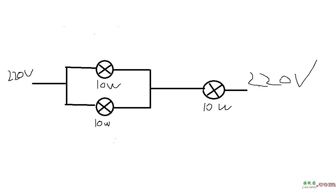 220v灯泡串联接线图-串联灯泡实物接线图  第10张