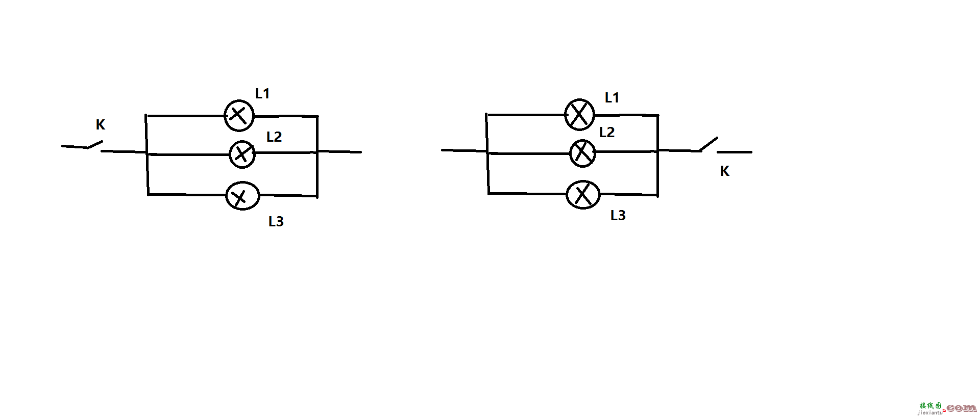 灯泡接线图-两个灯泡串联接线图  第3张